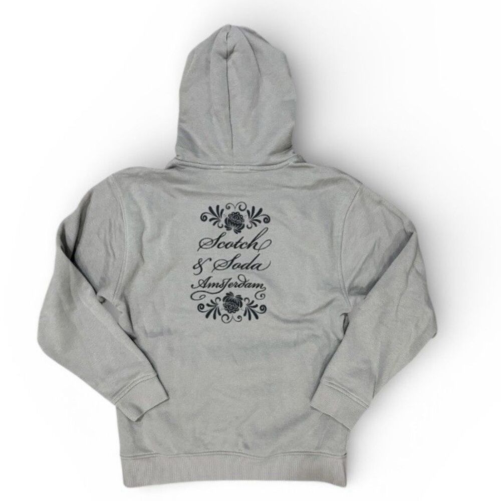 Scotch & Soda Amsterdam Hoodie Mens M Sweatshirt Floral Logo pullover Gray